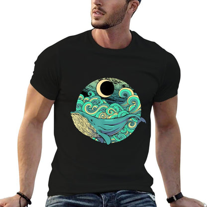 Humpback Whale Marine Life Ocean Nature Sea Blue Waves Moon  Durable T-Shirt