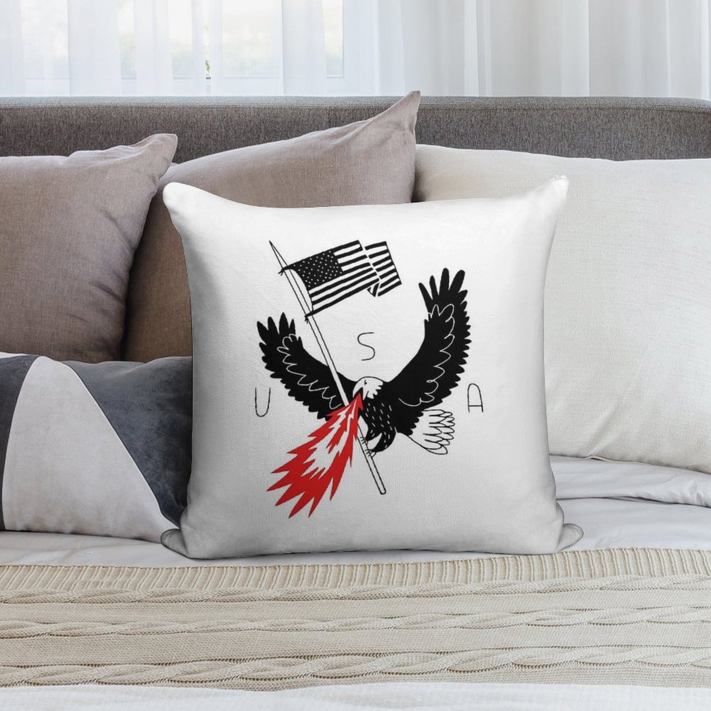 FIRE BREATHING BALD EAGLE OF PATRIOTISM Soft Home Decor Throw Pillow