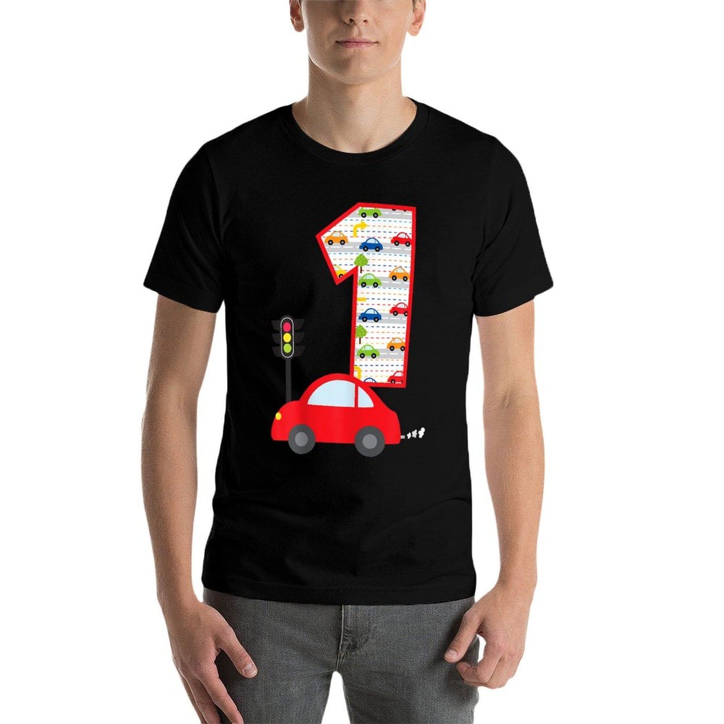 1st Birthday Cars Street Vehicles 1 Year Old Birthday  Lightweight T-Shirt