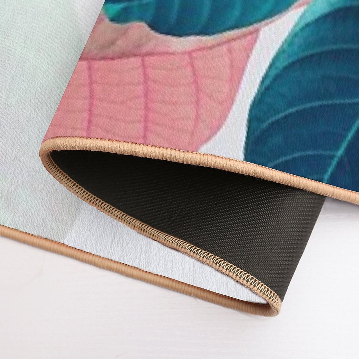Blue Pink Plant Leaf  Dirt-Trapping Bath Mat