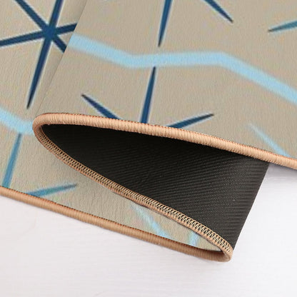 Serenity Waves Minimalist Geometric Blues  Repositionable Bath Mat