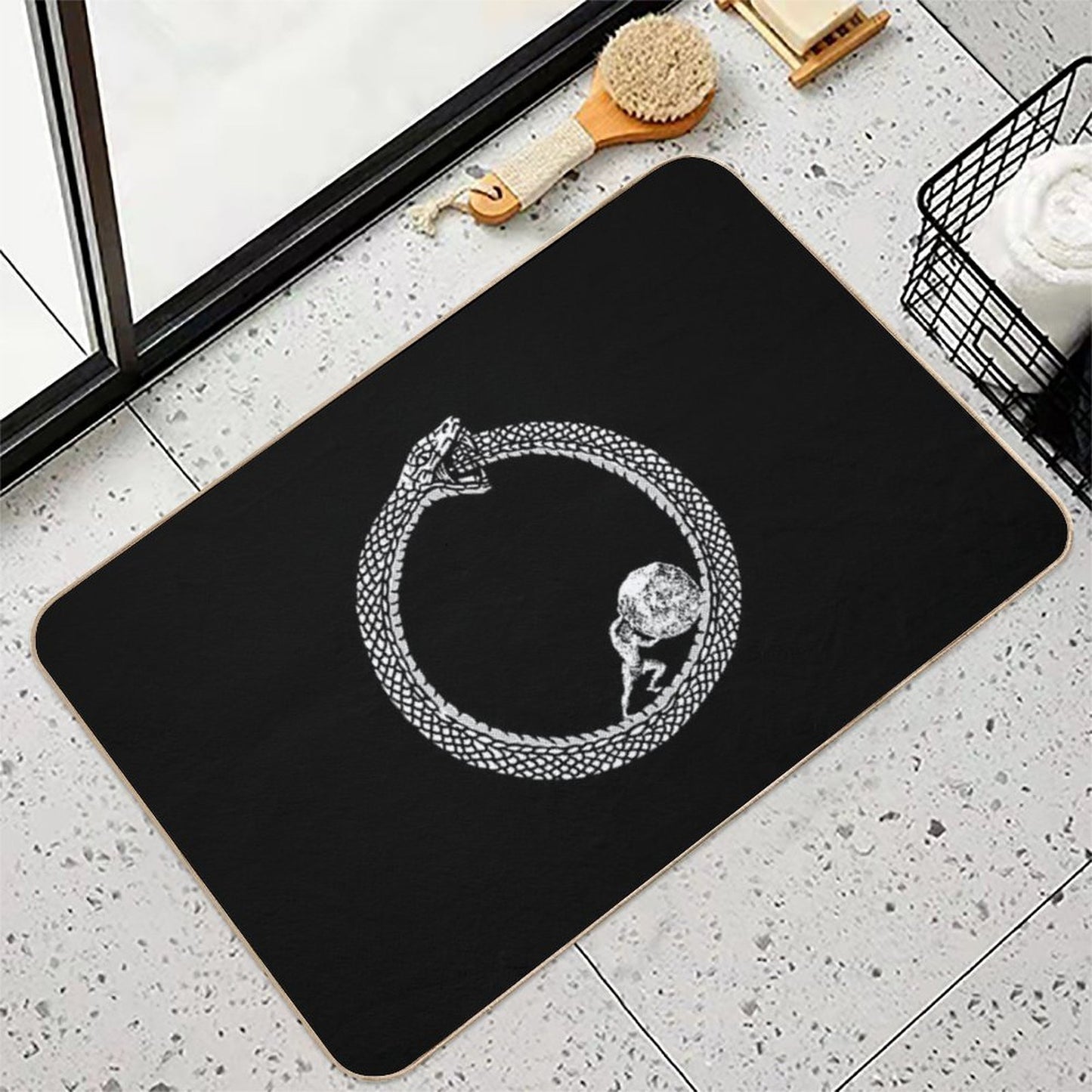 Sisyphus in An Ouroboros Snake - Unisex Philosophy T-Shirt For Existentialists  Absorbent Bath Mat