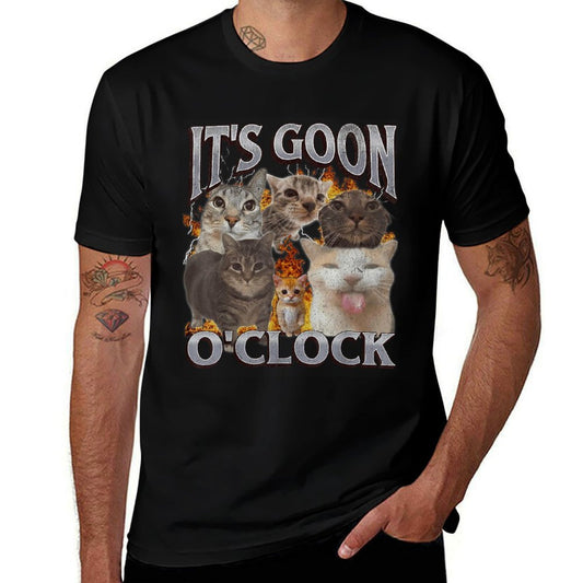 Gooning Oclock Funny Cat Meme Bootleg Graphic for Men Women  Rolled Sleeves T-Shirt