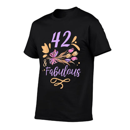 42 And Fabulous Birthday Age Old Party Years Forty-Two 42Nd  Oversized Silhouette T-Shirt