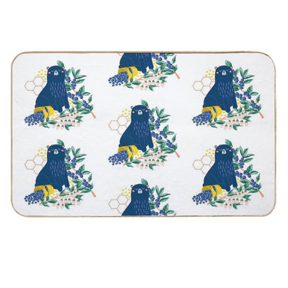 A Naughty Bear Eats Blueberries  Repositionable Bath Mat