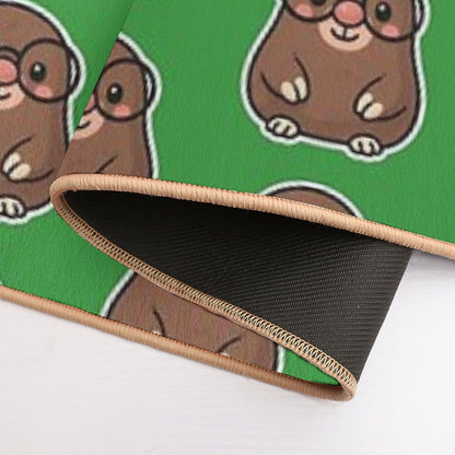 Cute Mole with Big Glasses So He Can See.  Dirt-Trapping Bath Mat
