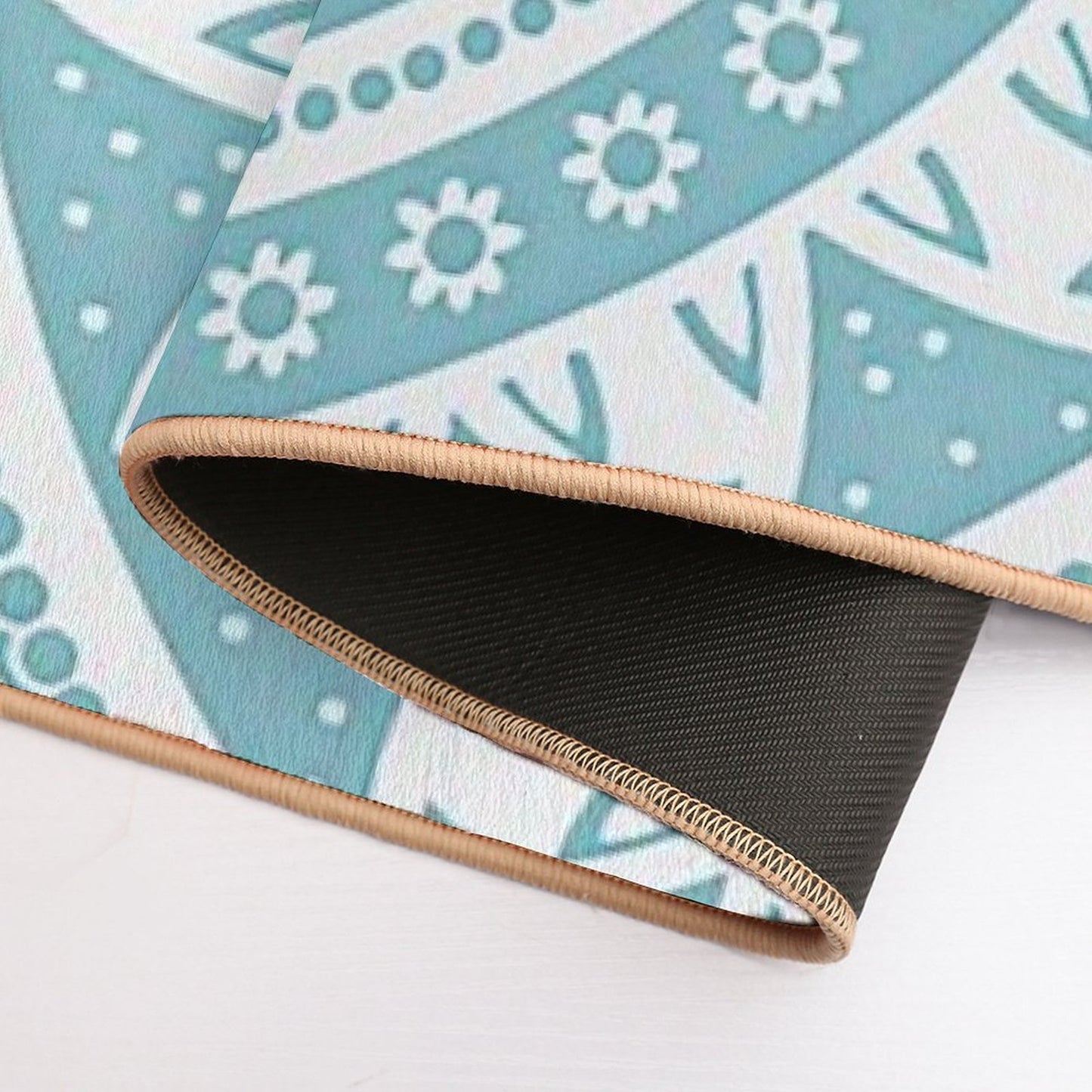 Blue Circular Relaxing Mandala  Easy Maintenance Bath Mat