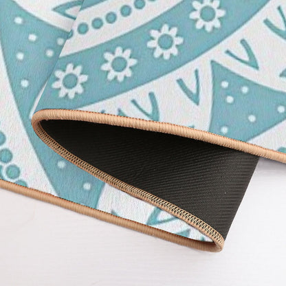 Blue Circular Relaxing Mandala  Easy Maintenance Bath Mat