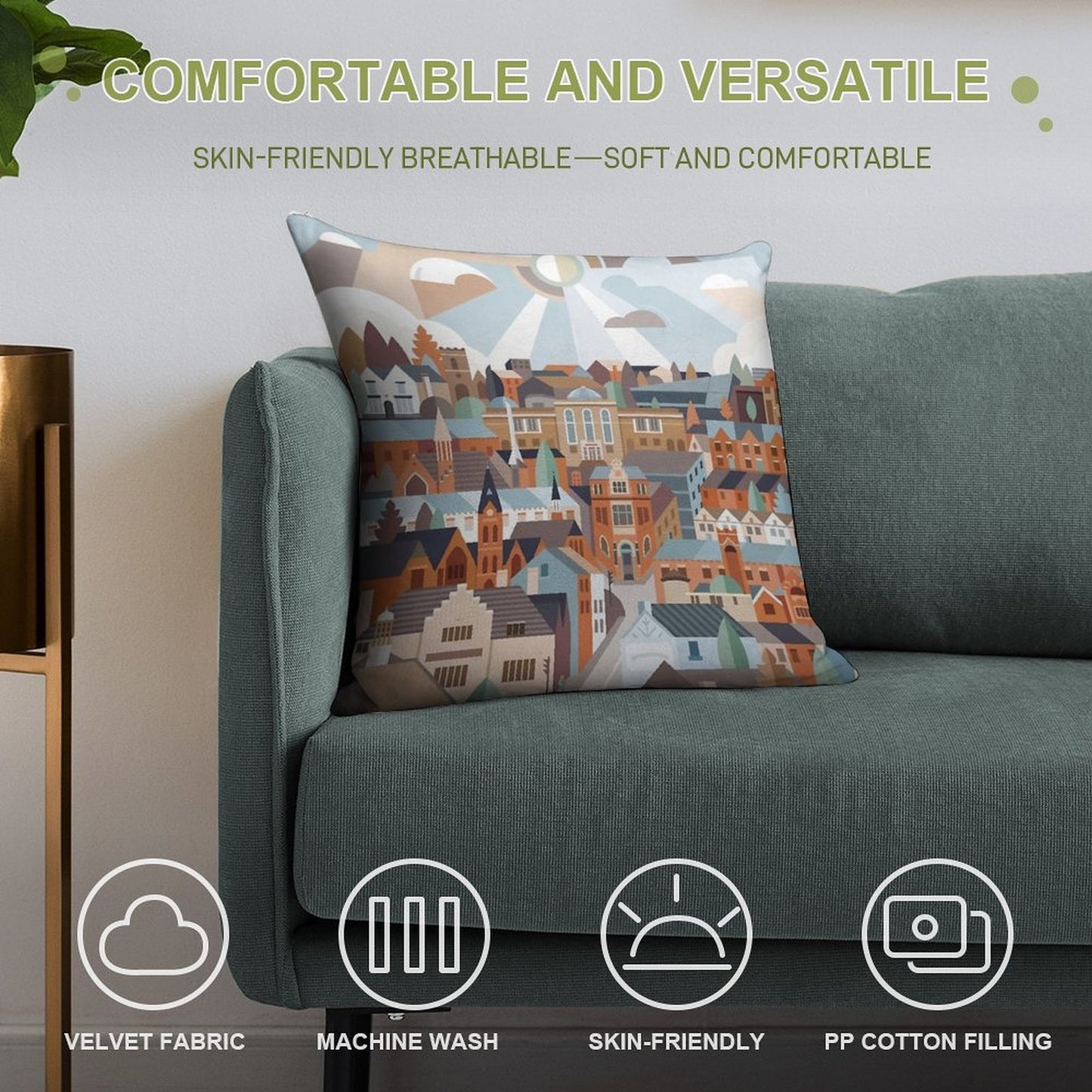 Harborne Soft Short Plush Fabric Throw Pillow