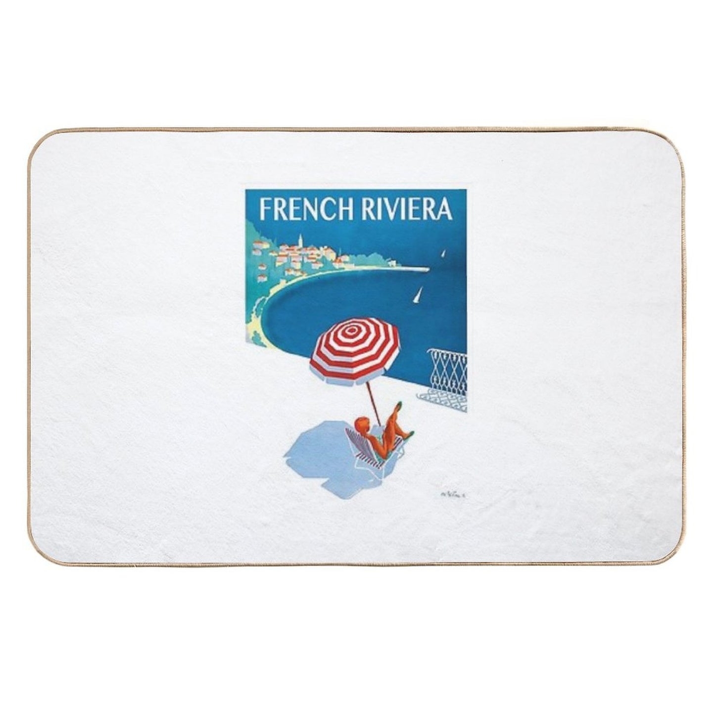 1954 French Riviera Travel Poster  Eco-Friendly Bath Mat