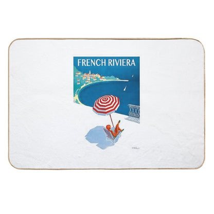 1954 French Riviera Travel Poster  Eco-Friendly Bath Mat