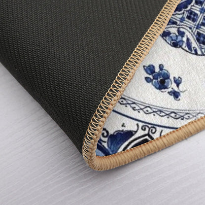Royal Delft Blue Flower Basket  Easy To Clean Bath Mat