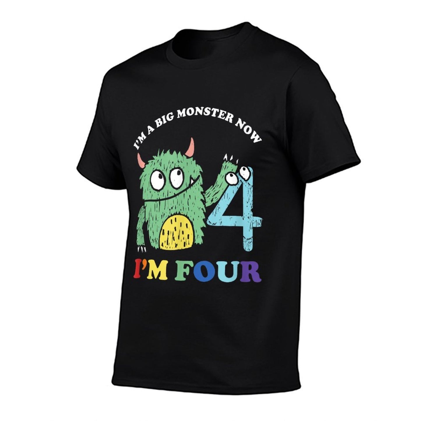 Happy 4th Bday Four 4 Years Old Kids Monster Birthday Party  Slim-fit Cut T-Shirt