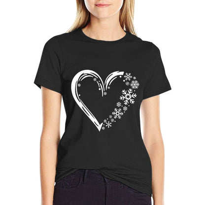 Cute Snowflake Heart Winter White Snowflakes Christmas  Eco-friendly Material T-Shirt