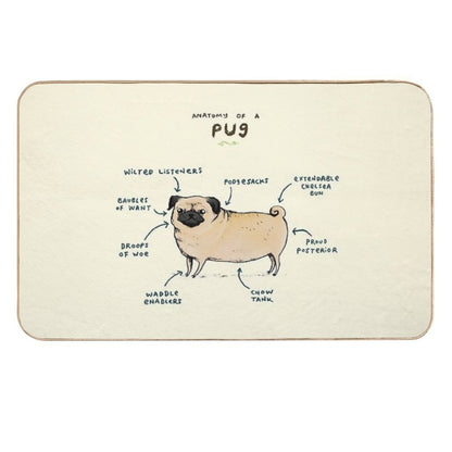 Anatomy of A Pug  Long-Lasting Bath Mat