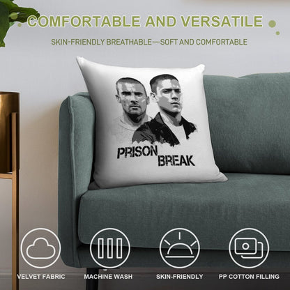 Prison Break Illustration Soft Luxury Feel Throw Pillow