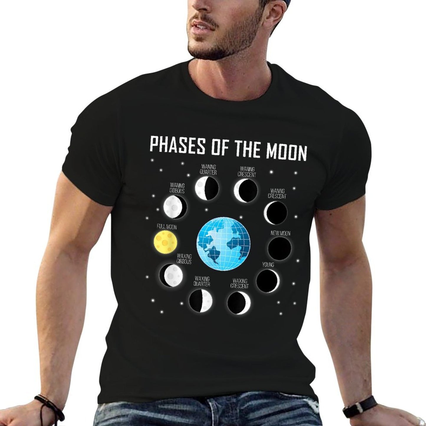 Phases of The Moon Moon Phase Space  Lightweight T-Shirt