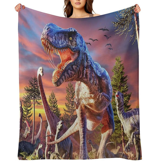 T-Rex_Attack Premium Throw Blanket