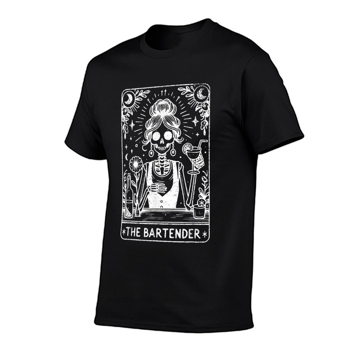 Bartender Tarot Card Skeleton Cocktail Witchy Vibes Alcohol  Heathered Texture T-Shirt