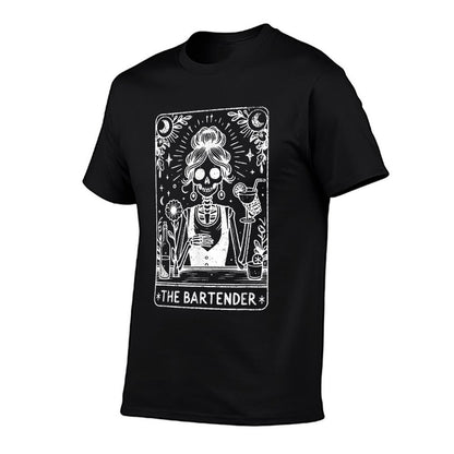 Bartender Tarot Card Skeleton Cocktail Witchy Vibes Alcohol  Heathered Texture T-Shirt