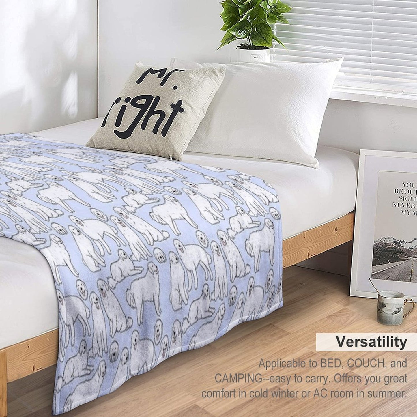 Great Pyrenees Cute Illustration Pattern Quick-dry Throw Blanket