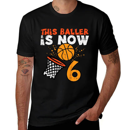 Kids This Baller Is Now 6 Basketball 6th Birthday Bday Boys Kids  Breathable T-Shirt