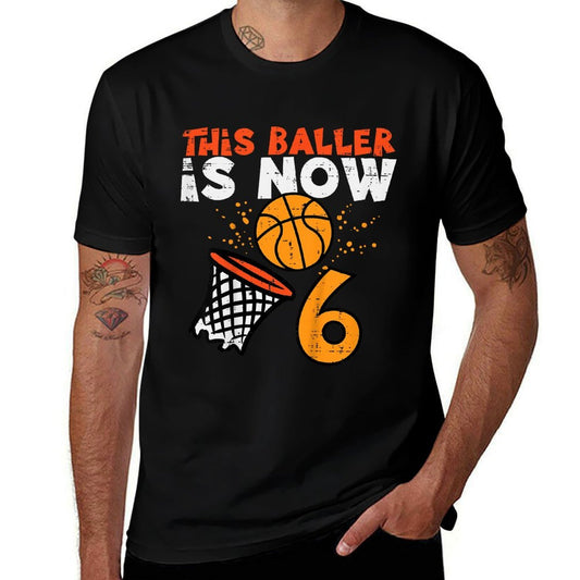 Kids This Baller Is Now 6 Basketball 6th Birthday Bday Boys Kids  Breathable T-Shirt