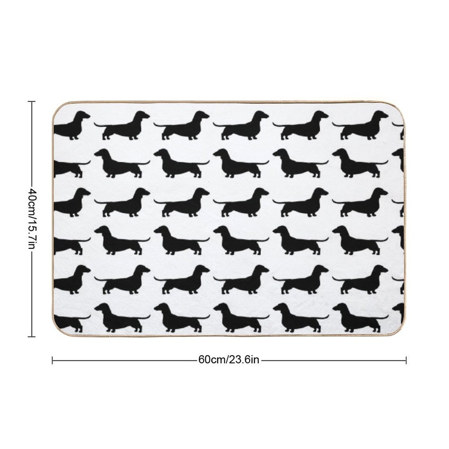 Dachshund Dog Silhouette(s)  Smooth Coated Wiener Dog  Fade-Resistant Bath Mat