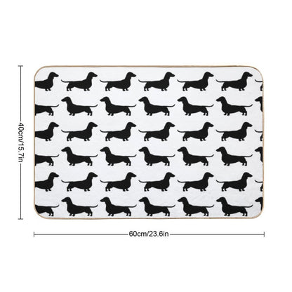 Dachshund Dog Silhouette(s)  Smooth Coated Wiener Dog  Fade-Resistant Bath Mat
