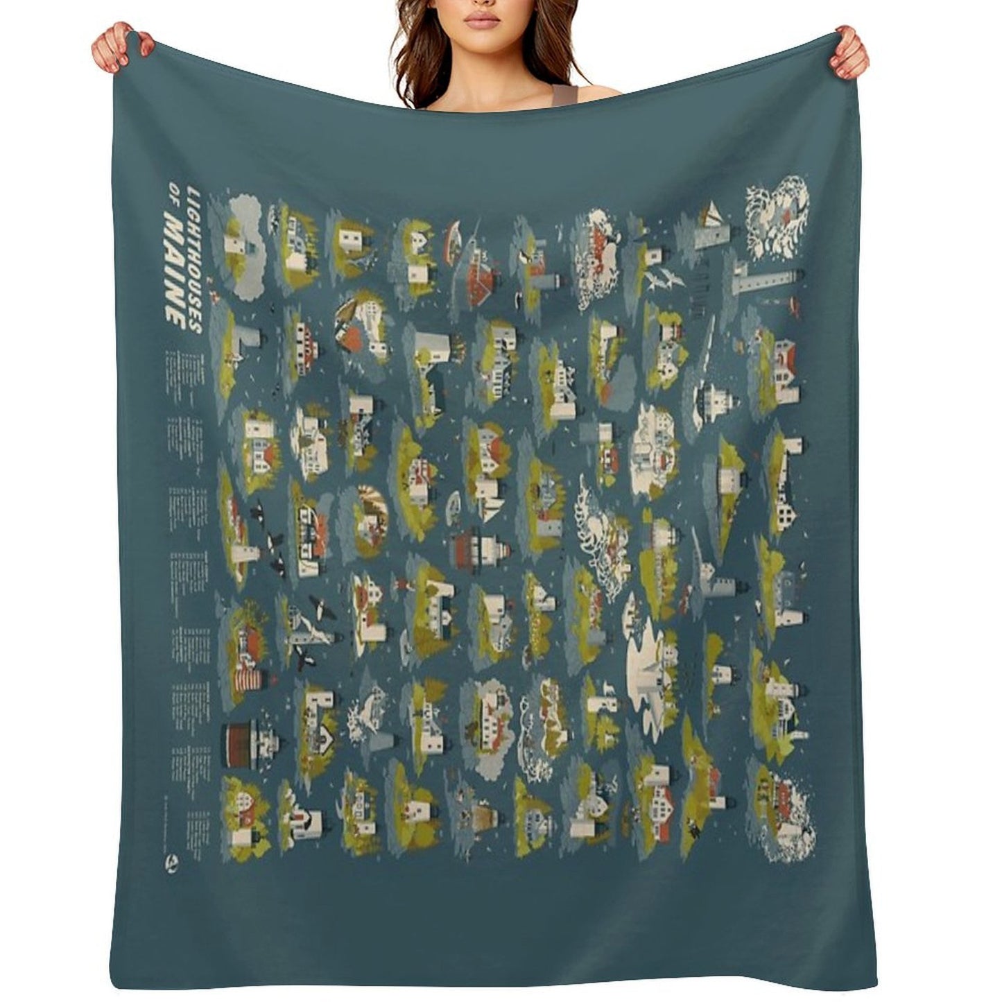 Lighthouses of Maine Gift-ready Throw Blanket