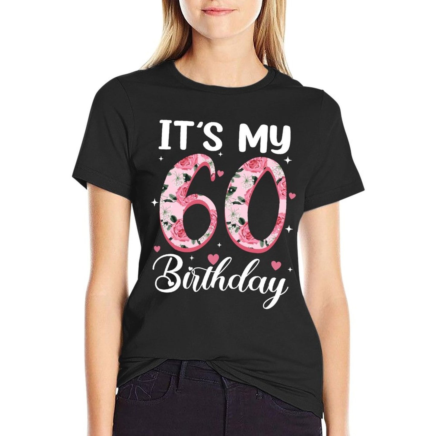 It&#39;s My 60th Birthday Flowers 60 Year Old Party Women  Oversized Silhouette T-Shirt