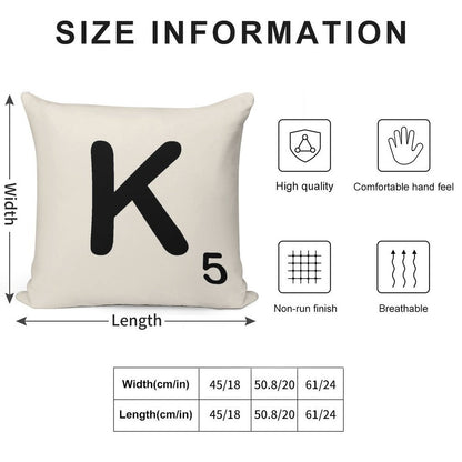 Scrabble Tile K Soft Short Plush Fabric Throw Pillow