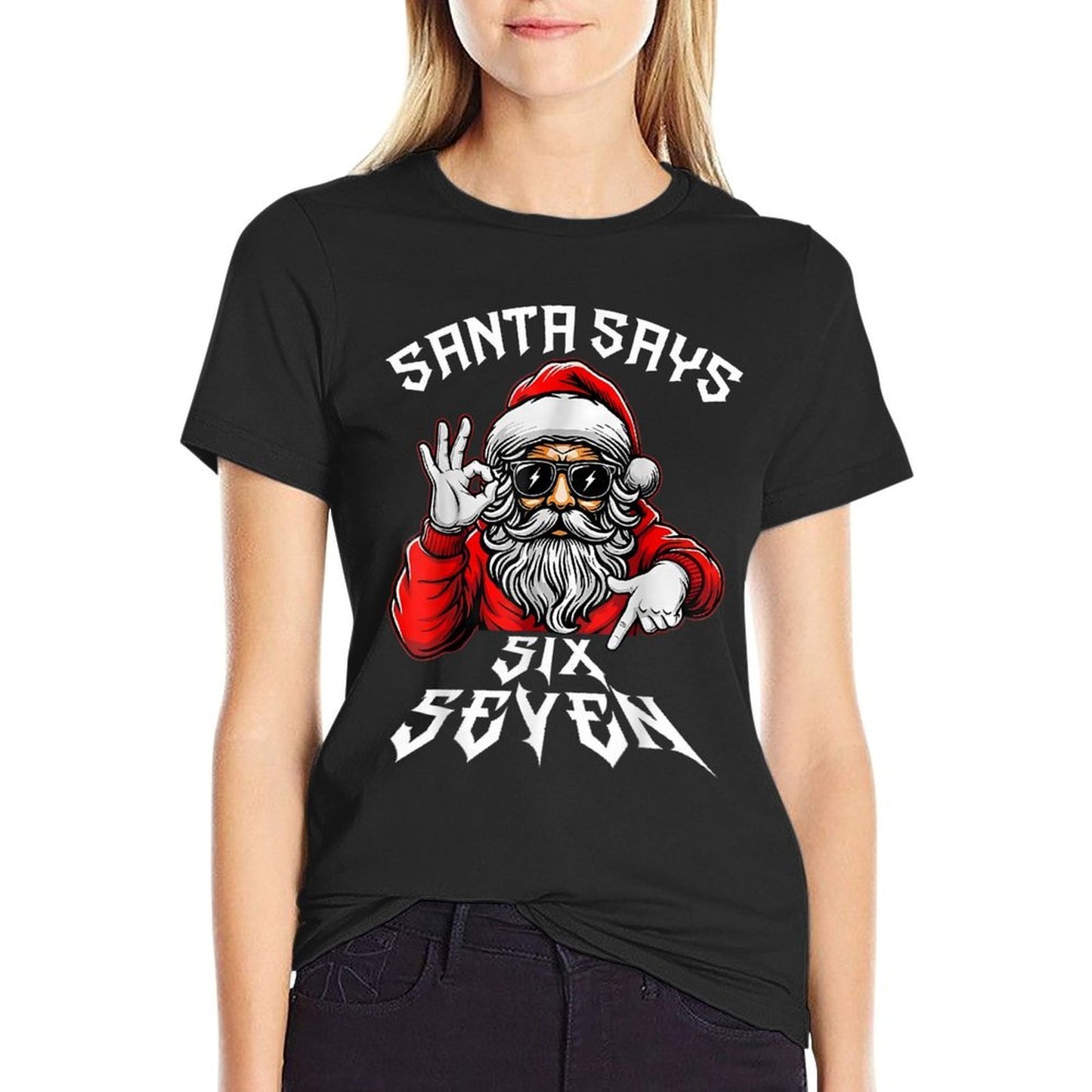 Christmas Santa 6 7 Six Seven Gen Z Alpha Meme Slang Xmas  Slim-fit Cut T-Shirt