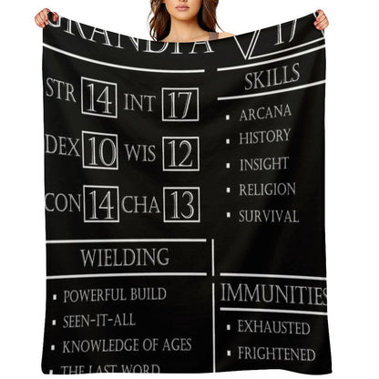 Grandpa Stats - Character Sheet - White Lightweight Throw Blanket