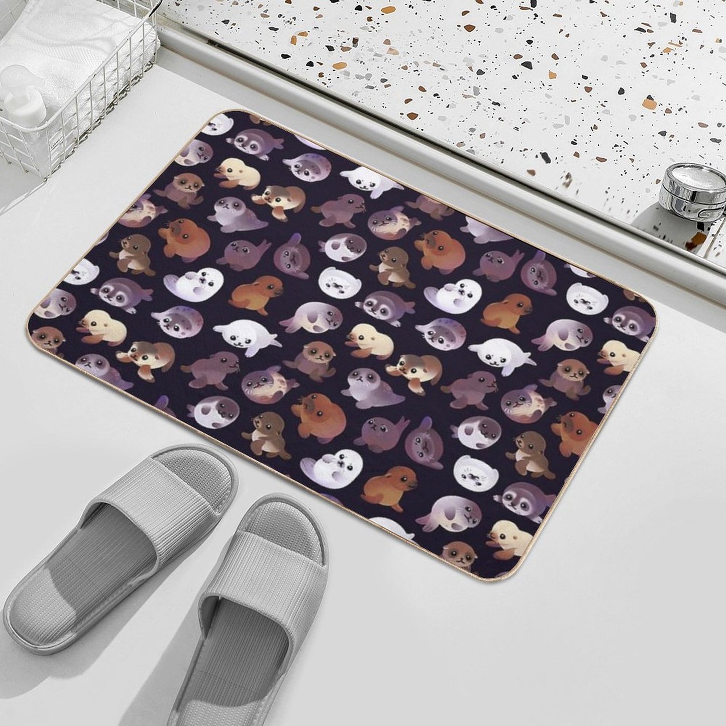 Seal Pup - Dark  Easy Maintenance Bath Mat
