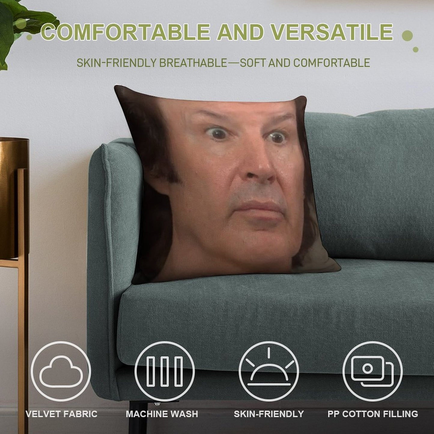 ASTONISHED BREEN - NEIL BREEN - Breen's Corrupt Merchandise - Funny Sticker Funny T-shirt Soft Reinforced Edging Throw Pillow