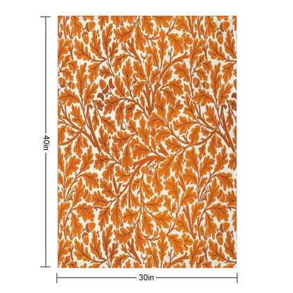 William Morris Oak Leaves, Rust Orange And Cream Gift-ready Throw Blanket