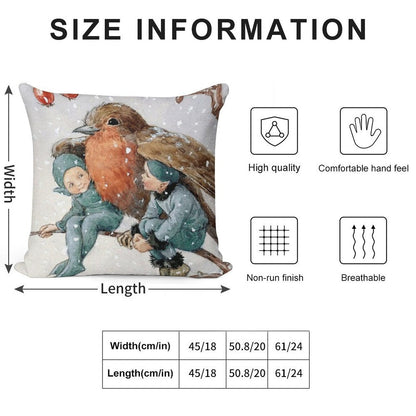 Christmas Elves Sheltering with A Robin - Margaret Tarrant Soft Luxury Feel Throw Pillow