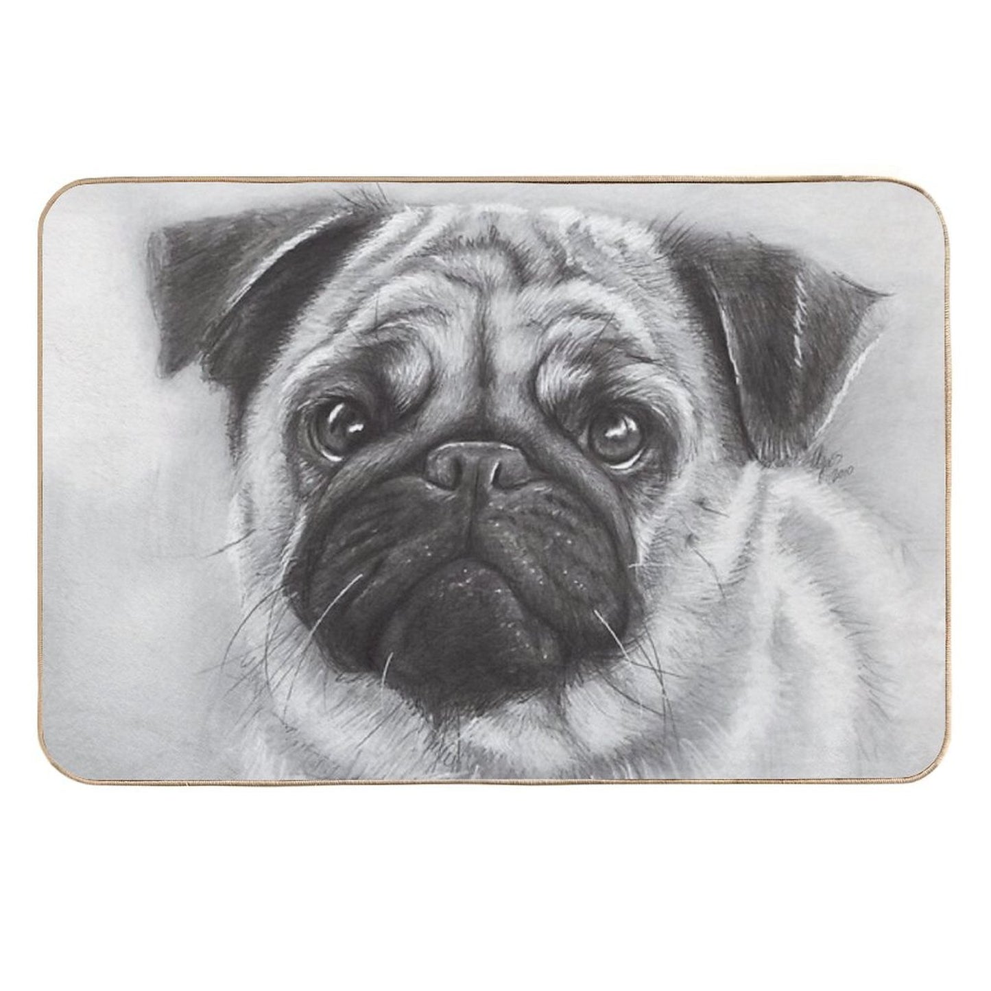 Pug Drawing  Repositionable Bath Mat