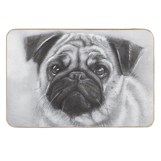 Pug Drawing  Repositionable Bath Mat