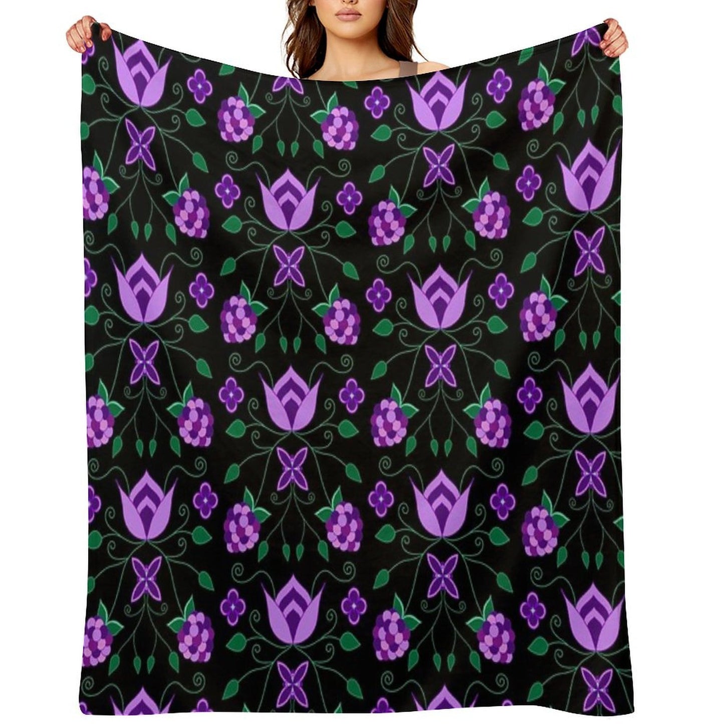 Purple Floral All-season Throw Blanket