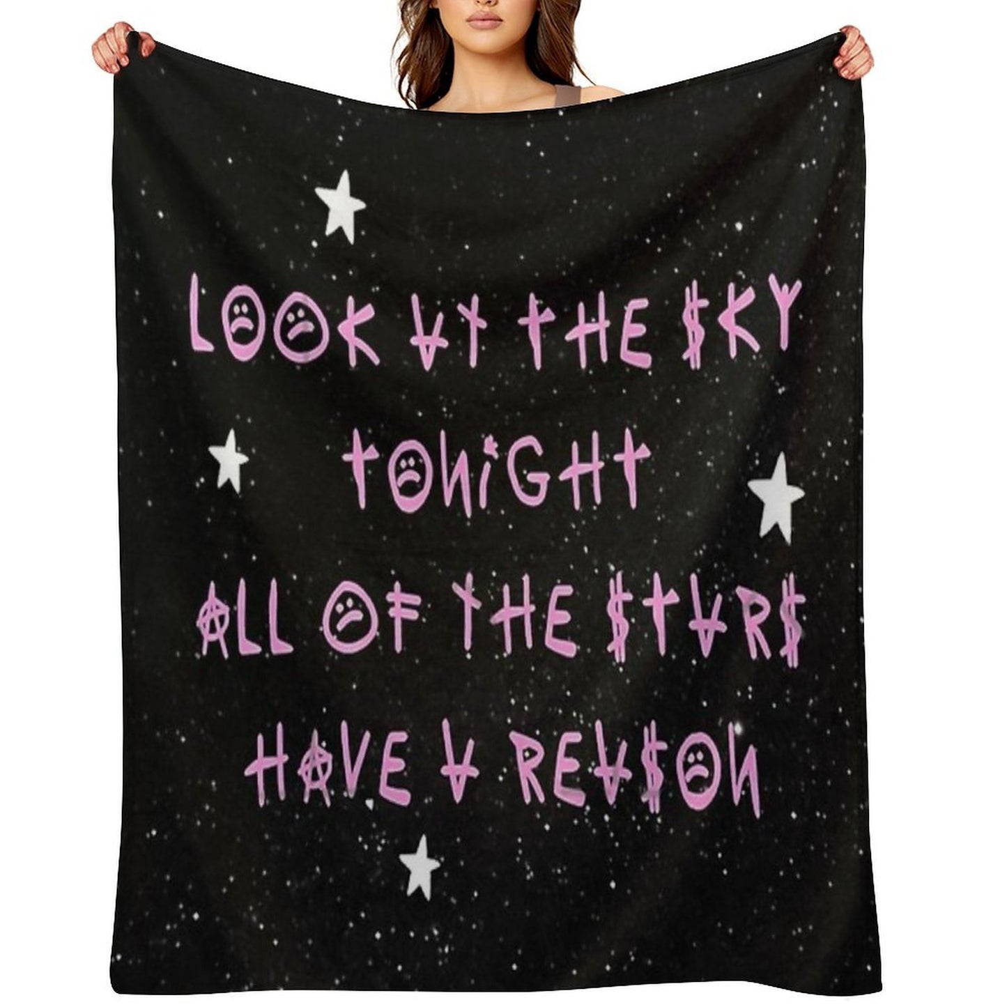 Look At The Sky Stars Have A Reason - Lil Peep Quotes Wrinkle-free Throw Blanket