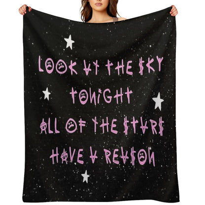 Look At The Sky Stars Have A Reason - Lil Peep Quotes Wrinkle-free Throw Blanket