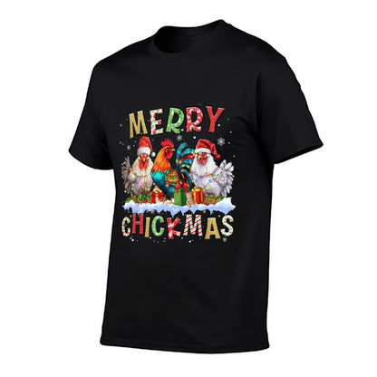 2025 Christmas Chicken Funny Christmas Lights Kids Women Men  Durable T-Shirt