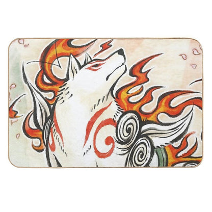 Okami Amaterasu Wolf Spirit Japanese Sun God  High-Traffic Bath Mat