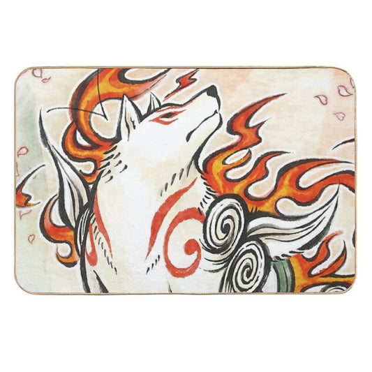 Okami Amaterasu Wolf Spirit Japanese Sun God  High-Traffic Bath Mat