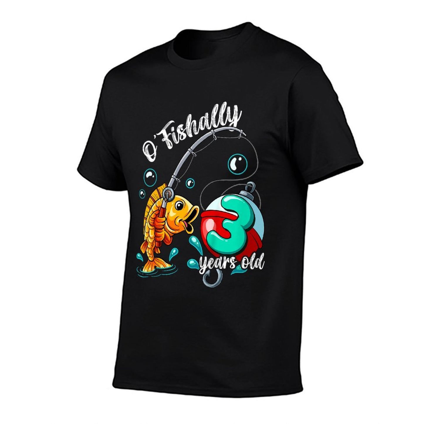 Kids O'fishally 3 Years Old 3rd Birthday Fishing  Tagless Design T-Shirt