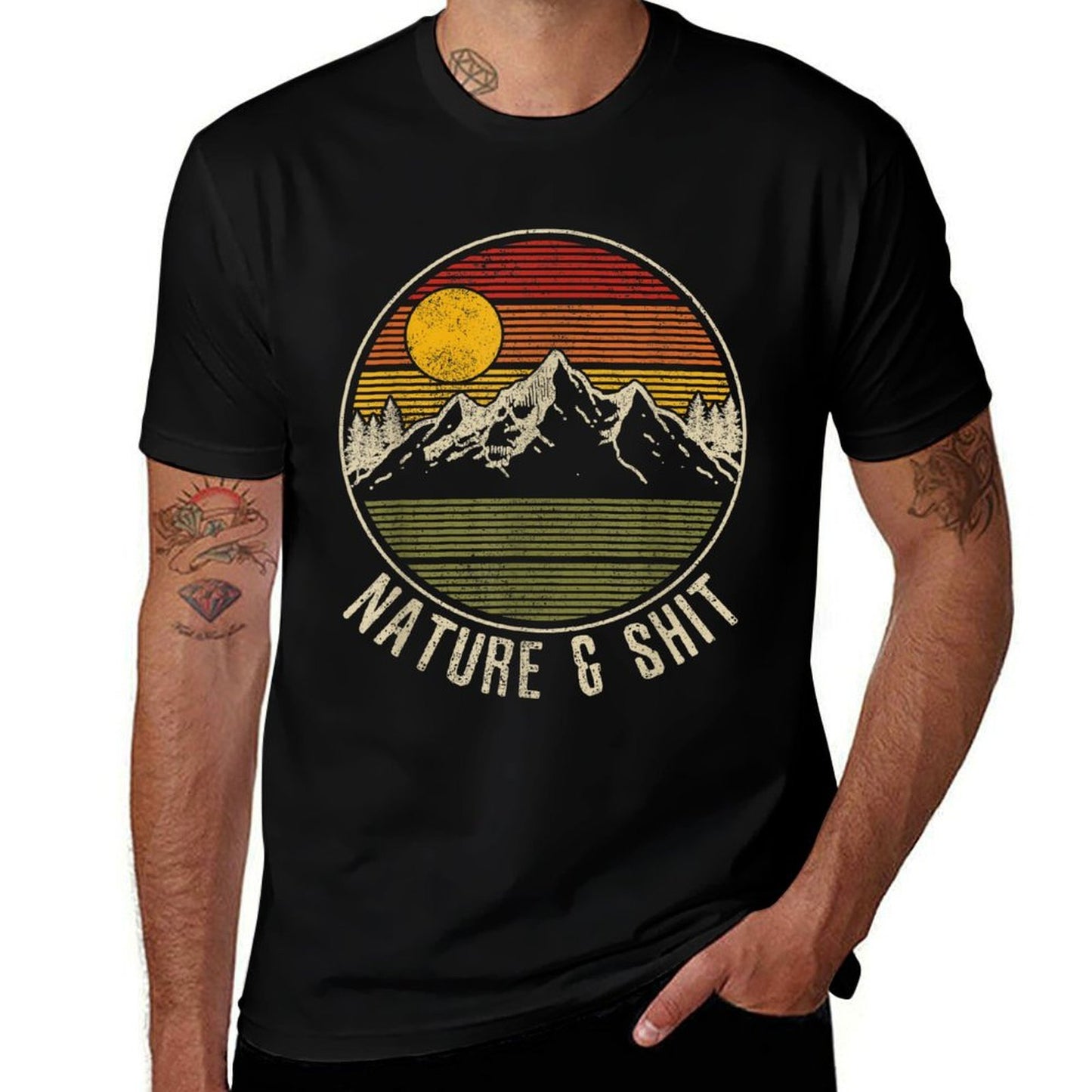Nature  Shit - Funny Vintage Mountains Hiking Camping Gift  Durable T-Shirt