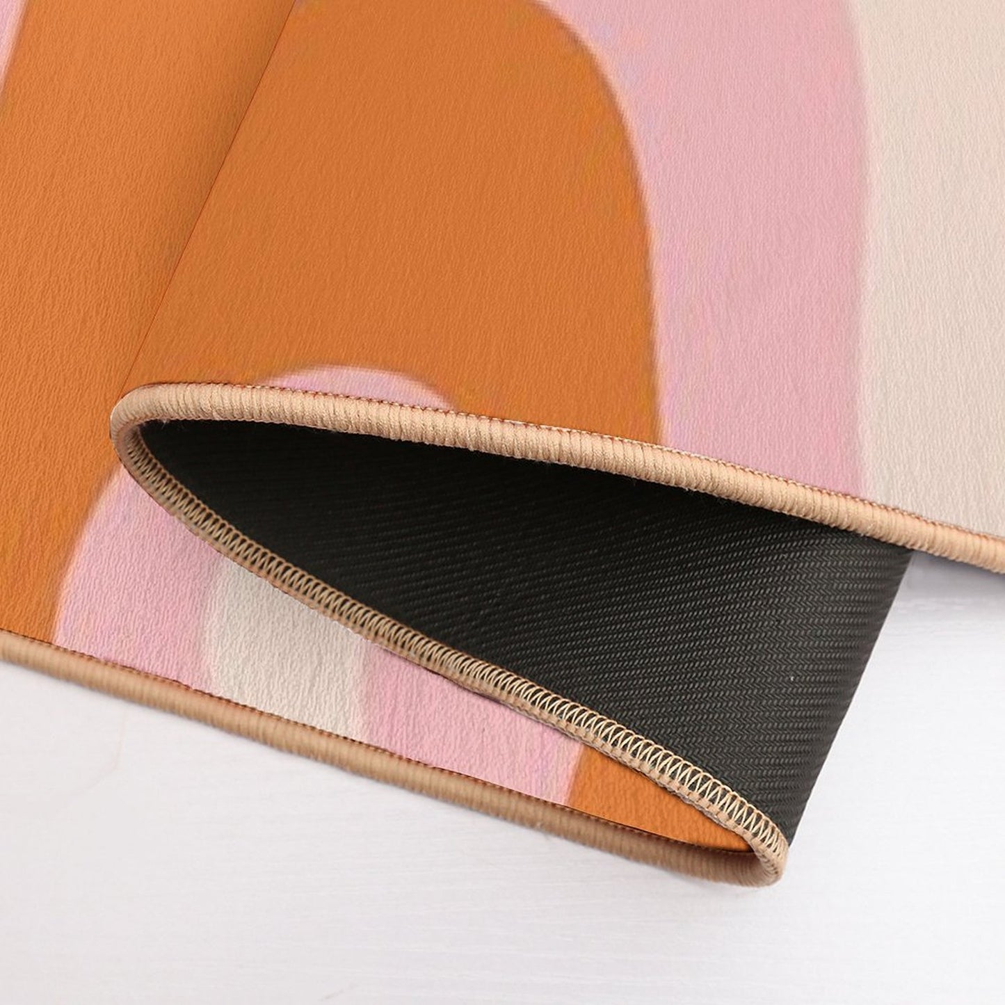 Liquid Swirl Retro Modern Abstract Pattern in Orange Pink Cream  Non-Slip Bath Mat