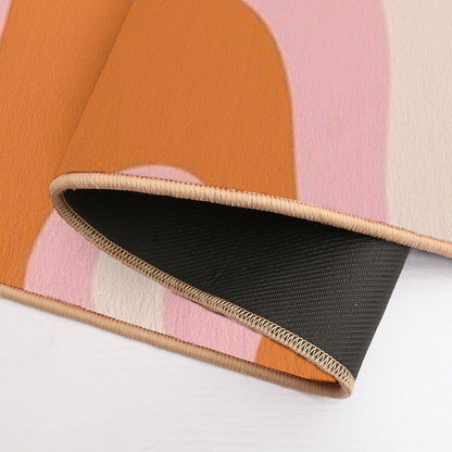 Liquid Swirl Retro Modern Abstract Pattern in Orange Pink Cream  Non-Slip Bath Mat